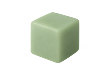 Green rounded smooth cube offering abstract modern design