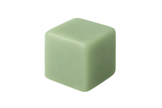 Green rounded smooth cube offering abstract modern design