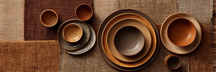Warm caramel palette tablescape with textured fabric and plate layers