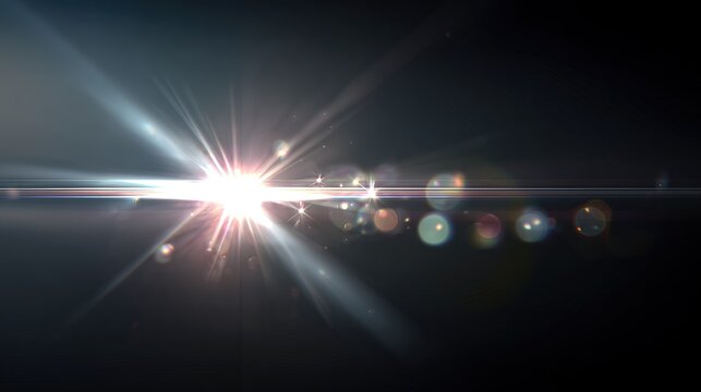 Bright lens flare with multiple bokeh light orbs - Powered by Adobe