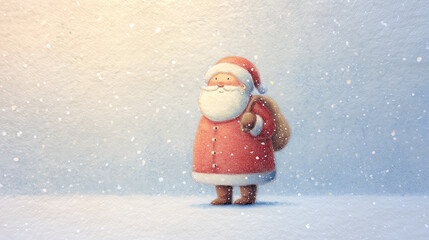 Niedliche Weihnachtsillustration von Santa Claus im Schnee