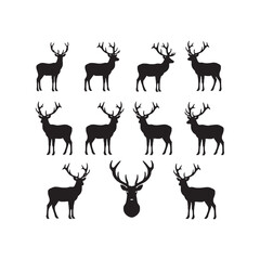 Naklejka premium deer silhouettes set
