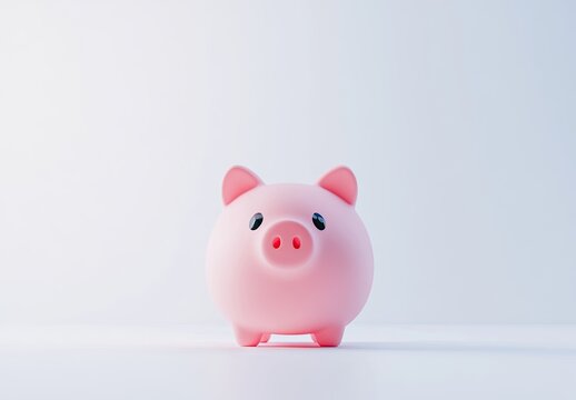 3D render of a cute pink piggy bank on a white background - Powered by Adobe