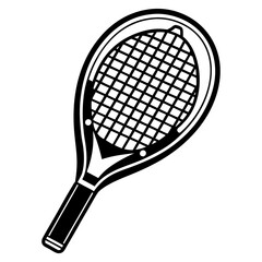 “Tennis Racket Icon Sports Equipment Black and White Vector Illustration”
