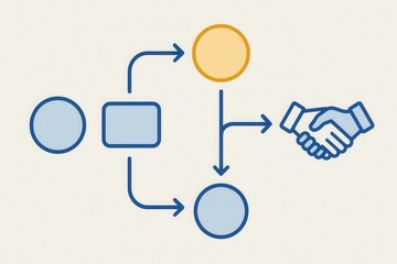 Fototapeta premium Strategic workflow diagram illustrating collaboration and decision making processes emphasizing partnership dynamics and interactions in an innovative business framework