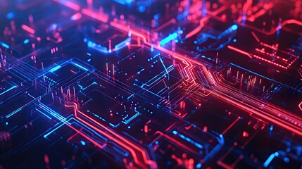 3D rendering of a digital brain with glowing circuit lines and data streams, symbolizing advanced artificial intelligence technology