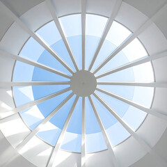 Skylight View Circular Design Illuminating Blue Sky Above
