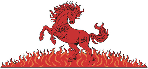 Vector illustration of the Chinese red horse zodiac