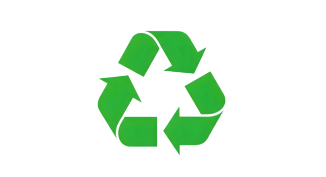 Green recycling symbol with curved arrows isolated on a transparent background environmental - Powered by Adobe
