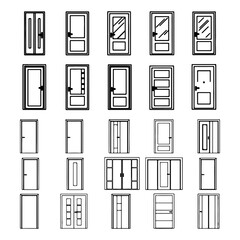 black editable thin linear with pure white background MODERN DOOR