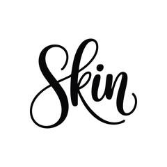 Skin written with a joining script style on a white background with a bold stroke in vector format