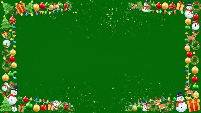 Festive christmas border frame green screen video overlay element for holiday marketing and seasonal greetings template