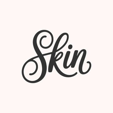 Skin written with a joining script style on a white background with a bold stroke in vector format