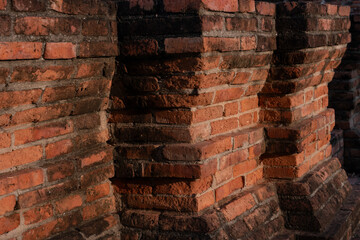 Ancient Red Brick Wall Detail in Historical Site Capturing Textured Heritage and Architectural Endurance