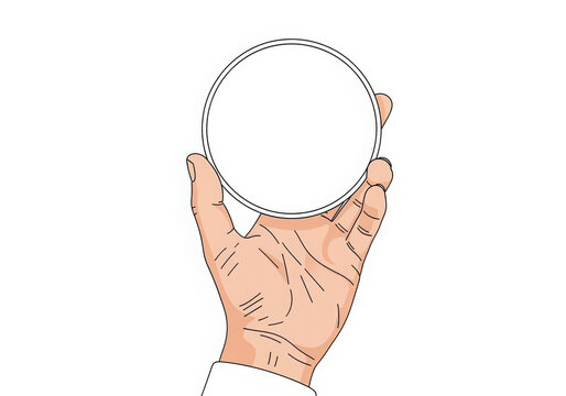 Hand holding a blank white circle, perfect for custom text, logo, or design
