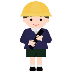 制服姿で卒業証書を抱える男の子