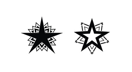 Two geometric star designs with intricate black and white patterns