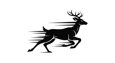 Fototapeta premium Dynamic Running Deer Silhouette with Speed Motion Effect