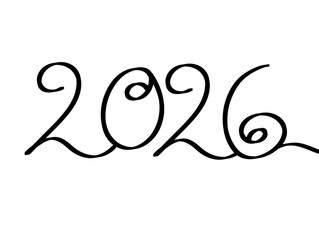 Elegant 2026 Handwritten Typography on White Background