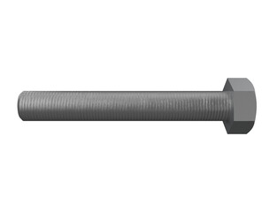 Professional Grade Hexagonal Head Bolt: High Quality 3D Render of a Silver Metallic Industrial Hardware Component; Perfect for Technical Drawings, Assembly Lines, and Infrastructure Graphics.