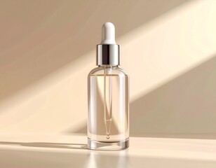 Naklejka premium Luxury Cosmetic Dropper Bottle with Amber Liquid for Serum or Essential Oil