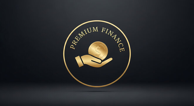 Elegant golden emblem representing premium financial services, wealth management, and secure investment opportunities on a sophisticated dark background