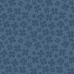 Seamless floral pattern with abstract blue flowers on dark background