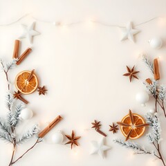 Minimal Scandinavian Christmas Border With Blank Text Space