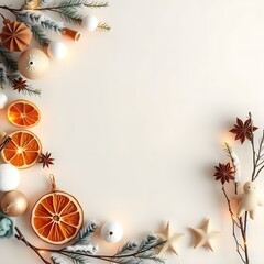 Minimal Scandinavian Christmas Border With Blank Text Space