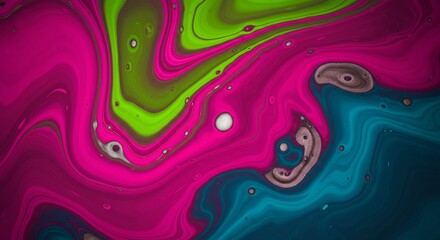Dynamic abstract fluid art with vibrant pink, green, and teal creates a modern, eye-catching backdrop for creative projects and designs