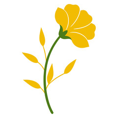  flax-yellow flower silhouette vector illustration