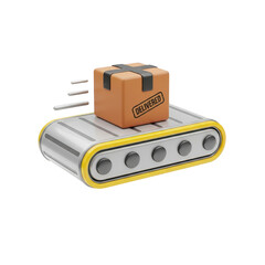 Conveyor belt with a box on it that says "delivered.". isolated illustration on  transparent background PNG