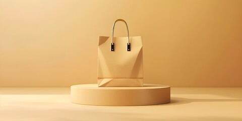Kraft Paper Bag Pedestal Display E-commerce Retail Minimalist