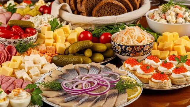 Elegant table arrangement with assorted cheese, meats, and garnishes for festive gathering