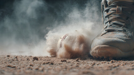 Dust Rising from Ground as Baseball Impacts in Tense Slow-Mo Shot