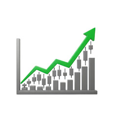 Graph with a green arrow pointing upwards. isolated illustration on  transparent background PNG