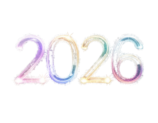 Vibrant Firework Burst Forming 2026, Isolated on Transparent Background