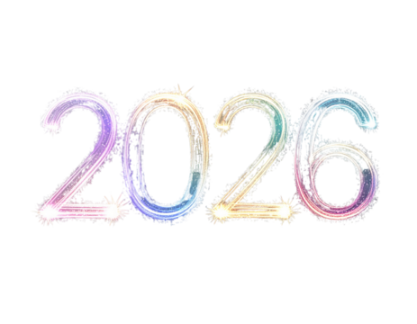 Vibrant Firework Burst Forming 2026, Isolated on Transparent Background