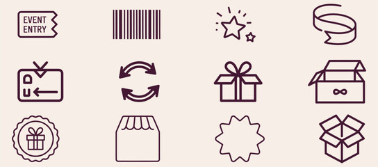 Fototapeta premium Set of e-commerce and retail icons vector line art symbols for online shopping