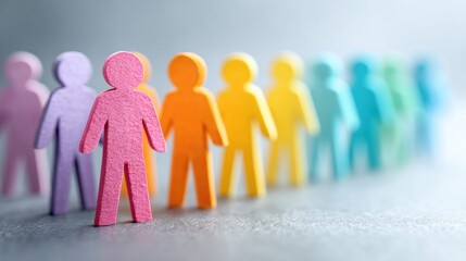 Colorful paper people representing diversity, teamwork, and inclusion in a group