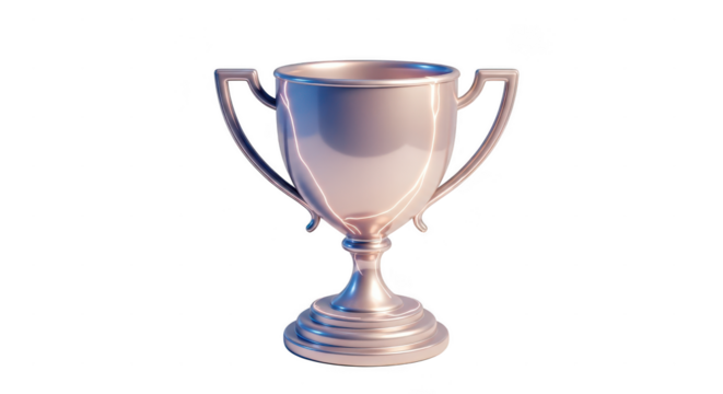 Silver trophy with a shiny surface and a reflective finish. isolated illustration on  transparent background PNG