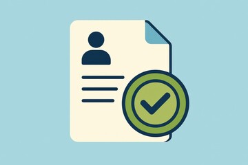 Professional document approval process represented with an illustration showcasing a resume with a checkmark symbolizing validation success and career advancement opportunities