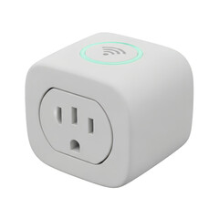 White plug with a green button on it. isolated illustration on  transparent background PNG