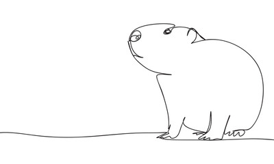 Continuous Line Art of a Capybara