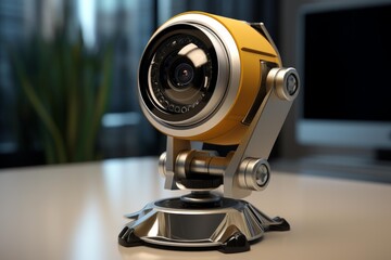 Modern webcam on a desk, capturing video for business communication