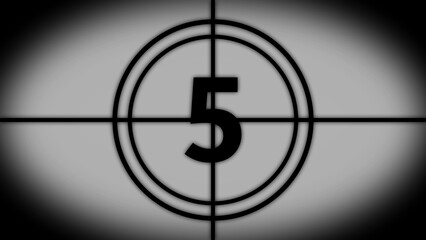 Vintage Film Countdown Leader With Number 5 In Center Circle And Crosshairs movie