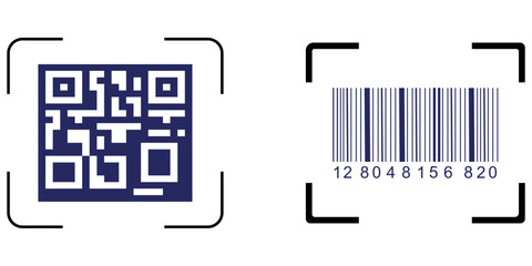 Modern QR Code Icon Vector Illustration. Black and White Square Barcode Symbol. Transparent Background. Digital Payment, Mobile Scan, Contactless Technology, Data Access, Web Link, Isolated Clipart