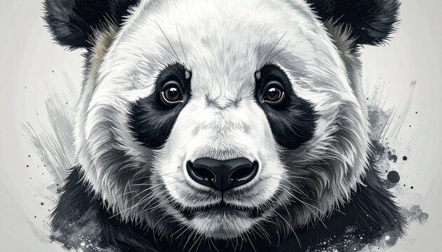 Close-up portrait of a panda with detailed fur texture