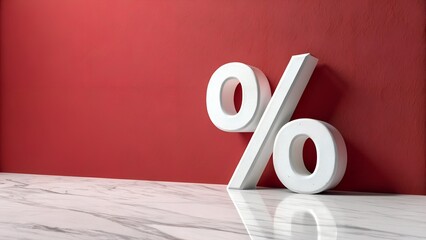 Unlock exclusive savings with this eye-catching percentage sign against a modern red backdrop, perfect for advertising special sales & discounts now