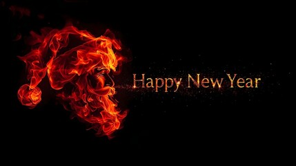 Fiery Greeting: Santa's Flame Profile Wishes a Happy New Year
